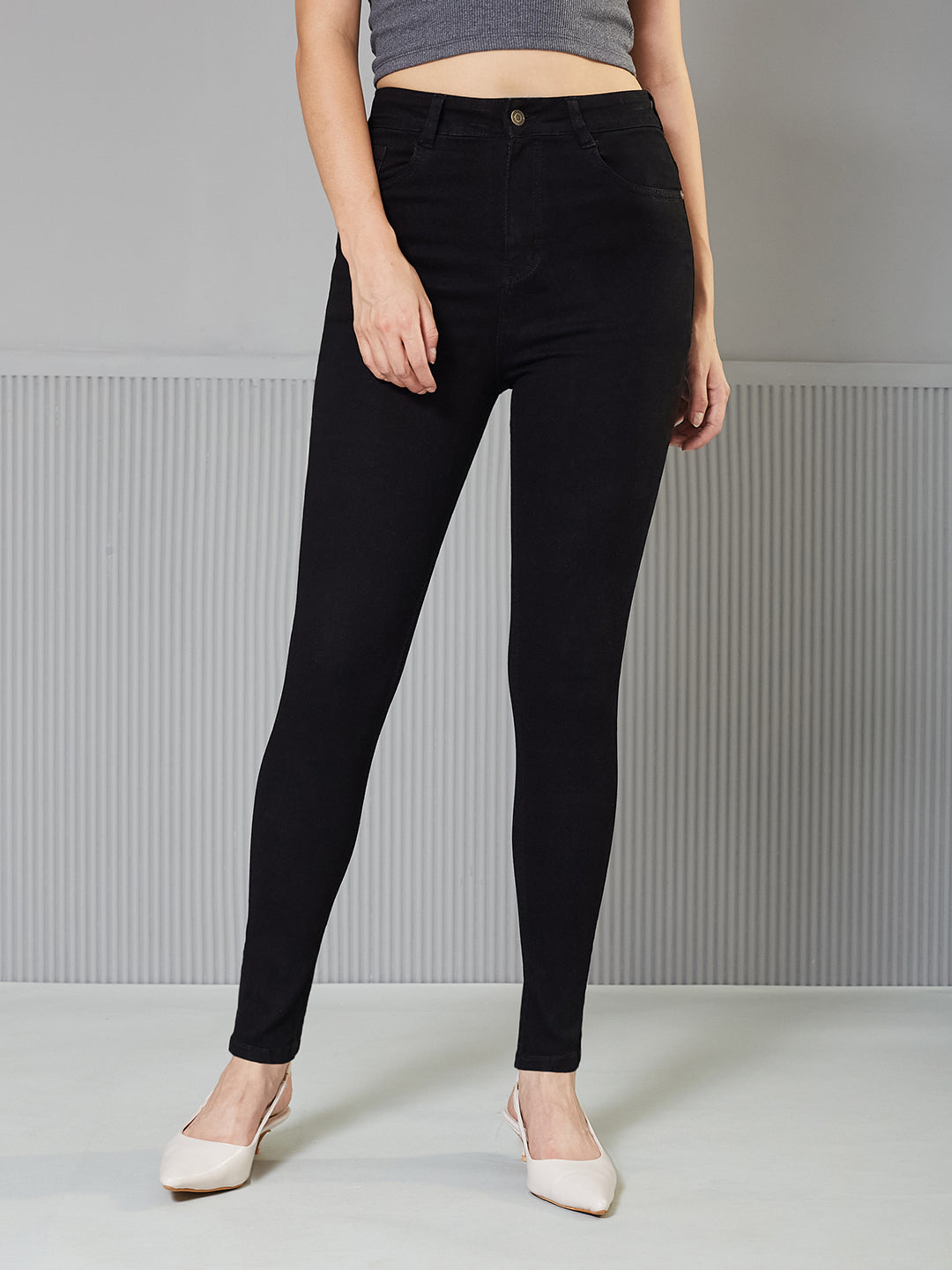 Women's Black Skinny Fit High-Rise Stretchable Denim Jeans