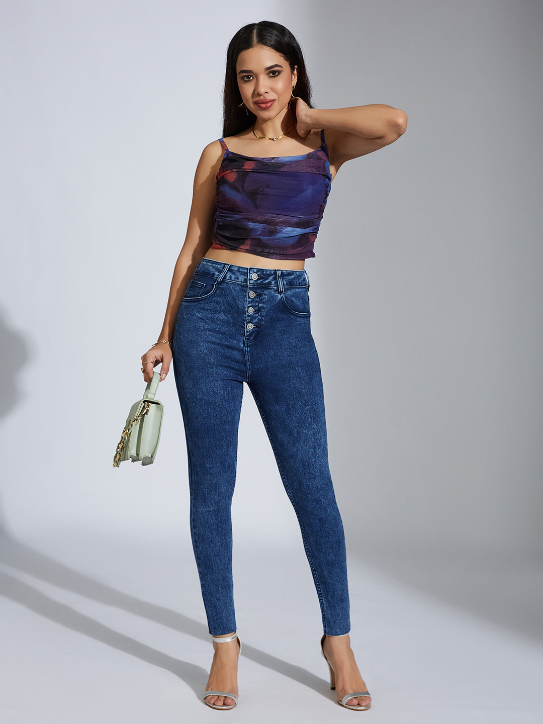 CHASEstretch™ Women's Blue Skinny-Fit High-Rise Clean-Look Regular-Length Stretchable Denim Jeans
