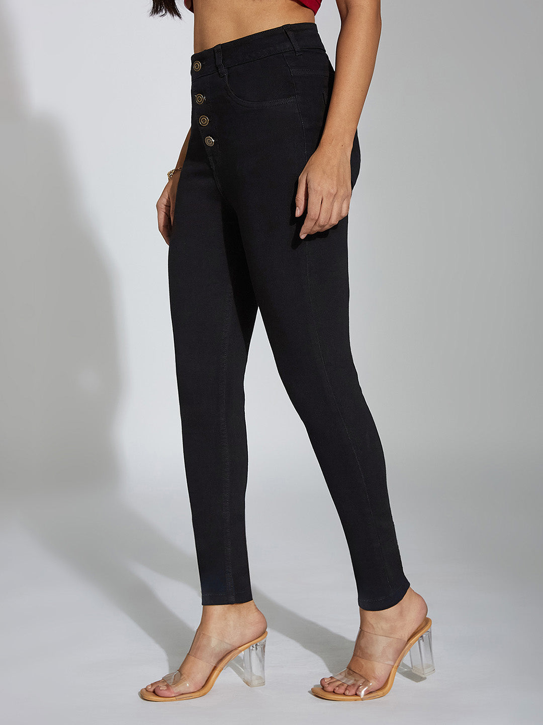 24/7 Comfort Black Skinny Fit High Rise Stretchable Denim Jeans