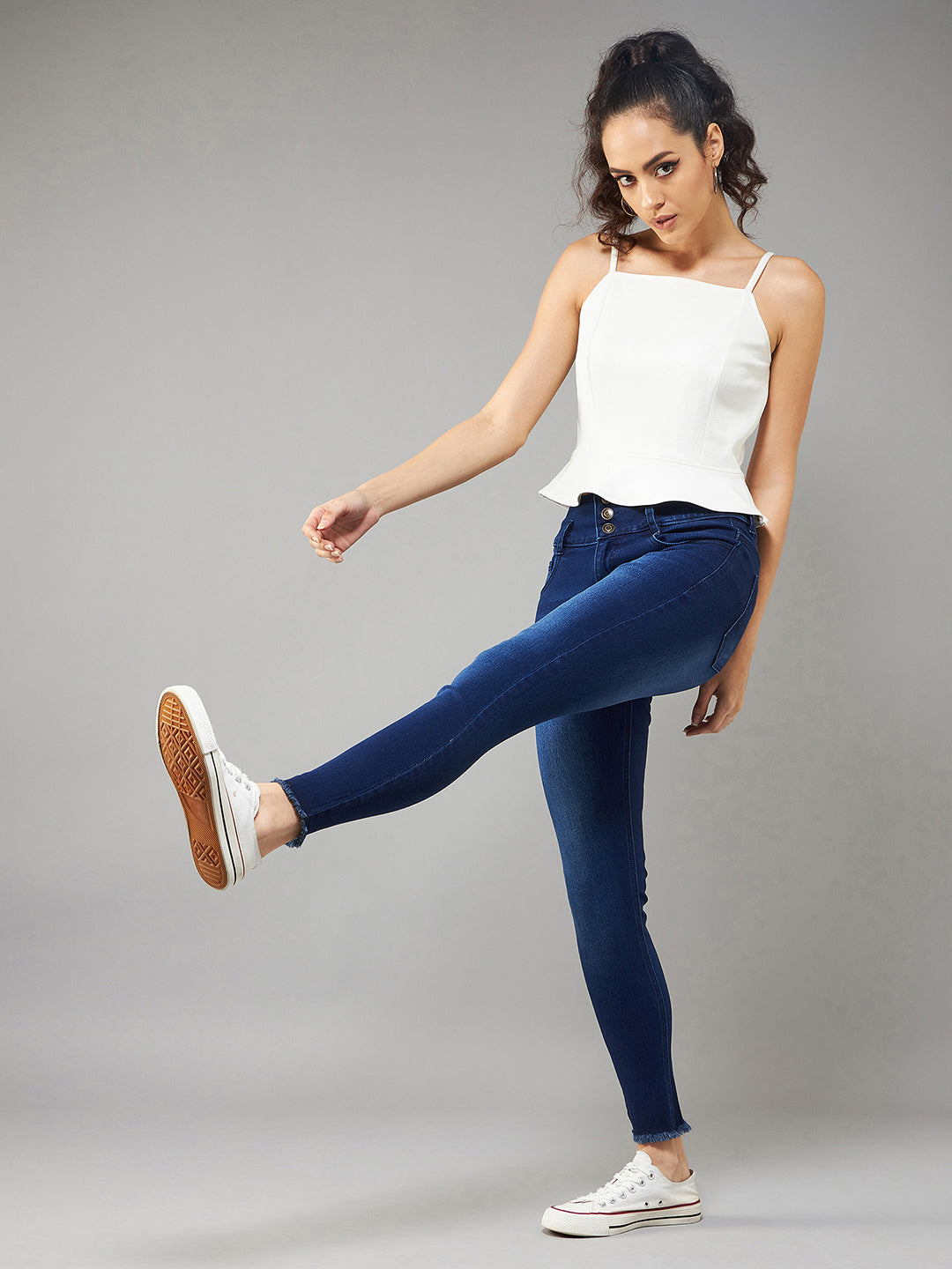 Women's Navy-Blue Skinny High-Rise Stretchable Denim Jeans