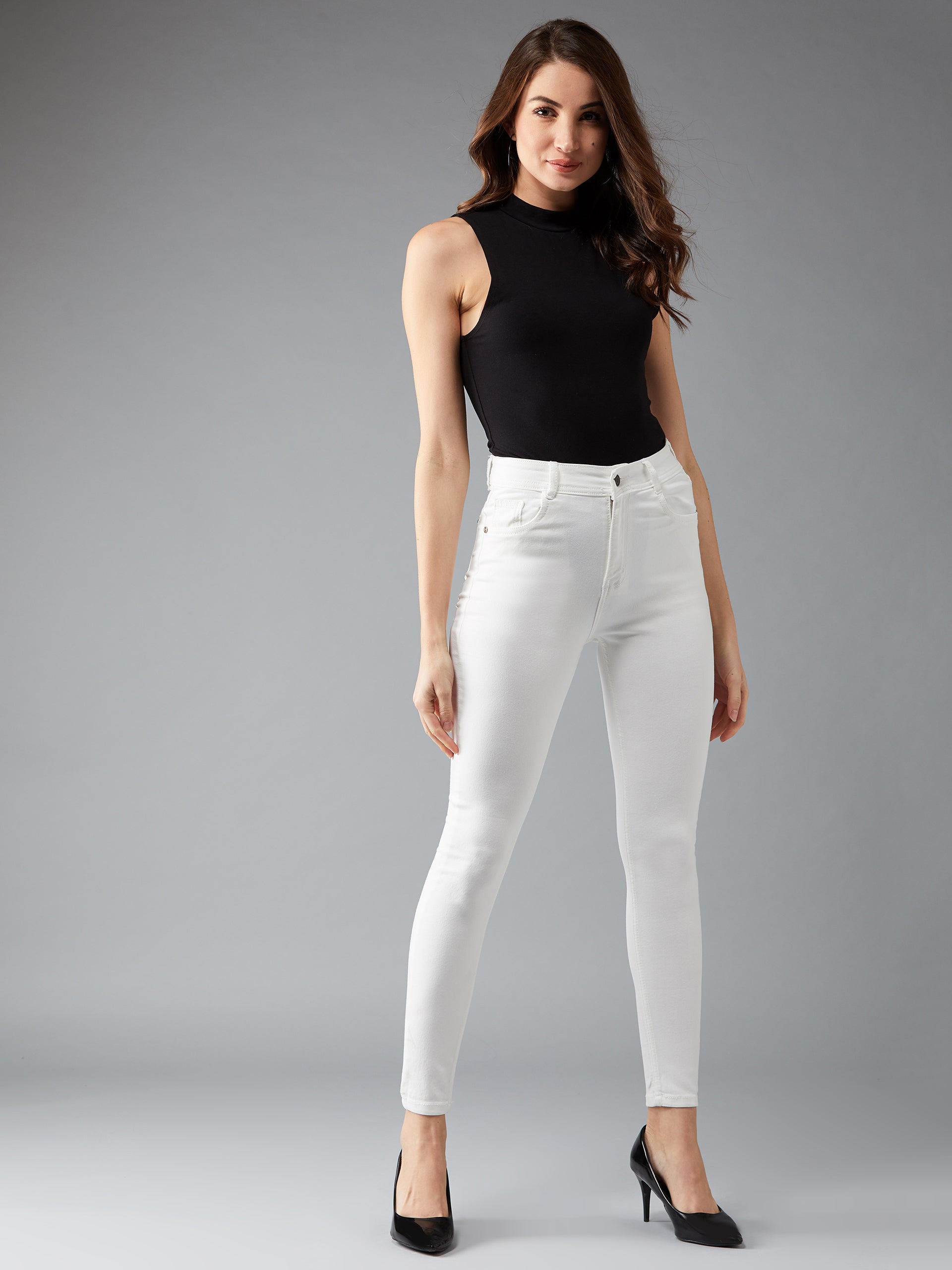 24/7 Comfort White Skinny High-Rise Stretchable Denim Jeans