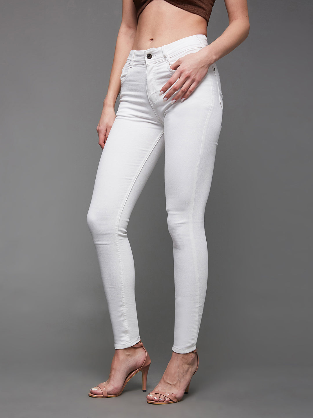 Women's White Skinny High-Rise Stretchable Denim Jeans