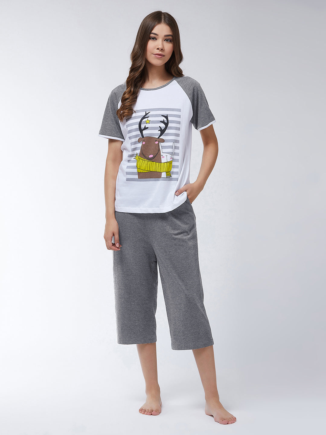 Women's charcoal gray Regular length Solid Capri