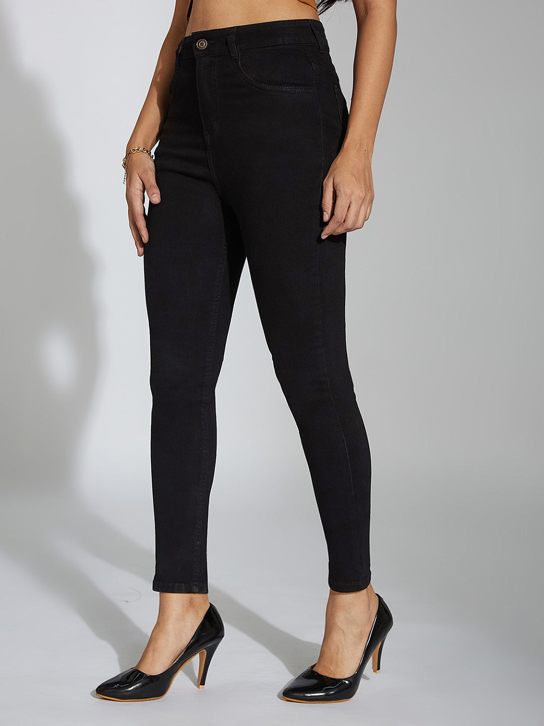 24/7 Comfort Black Skinny High-Rise Stretchable Denim Jeans