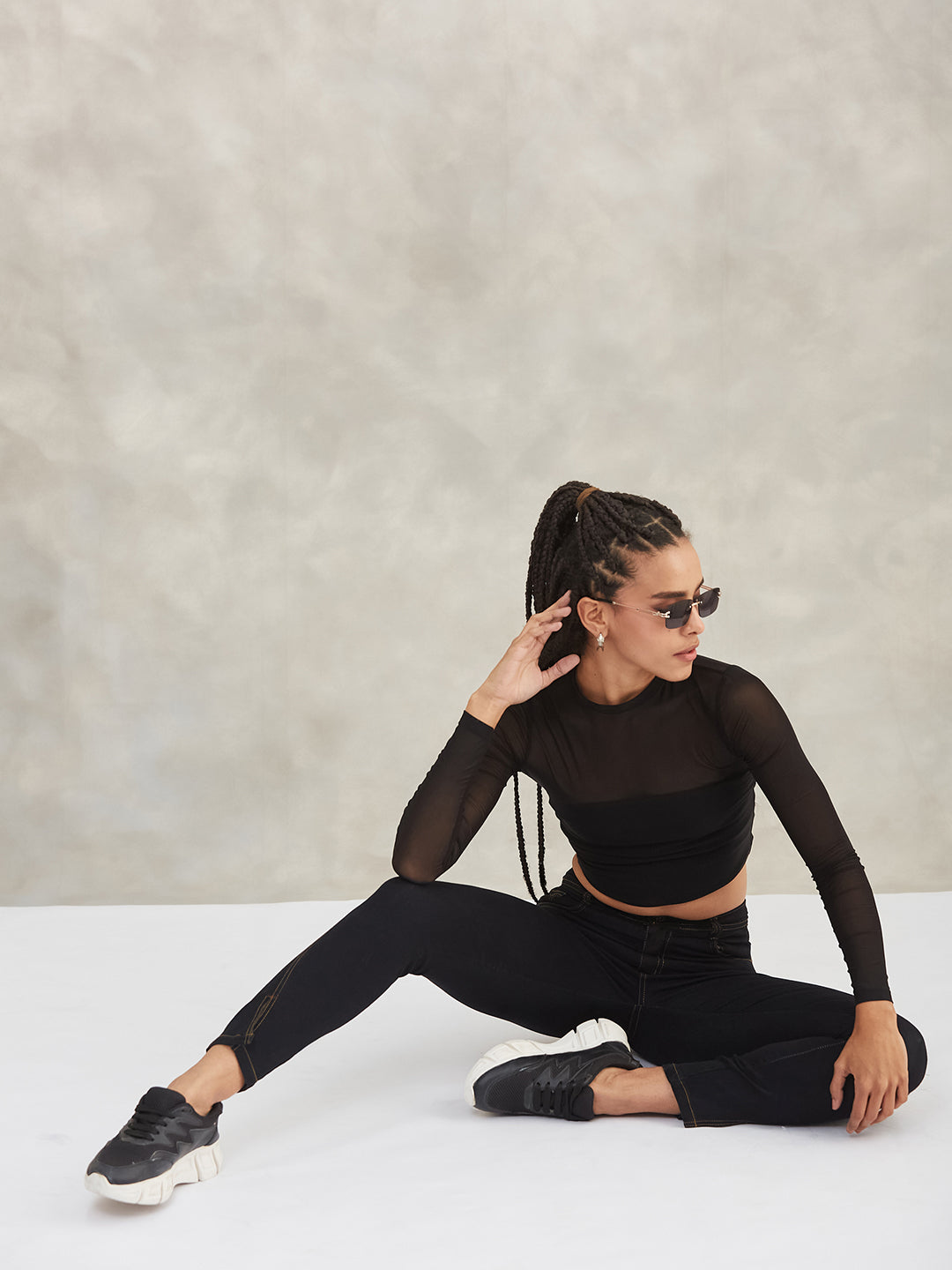 Women's Black Skinny High-Rise Side-Slit Solid Stretchable Denim Jeans