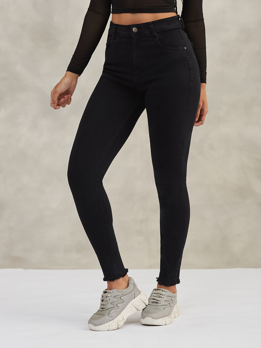 Women's Black Slim-Fit High-Rise Denim Jeans