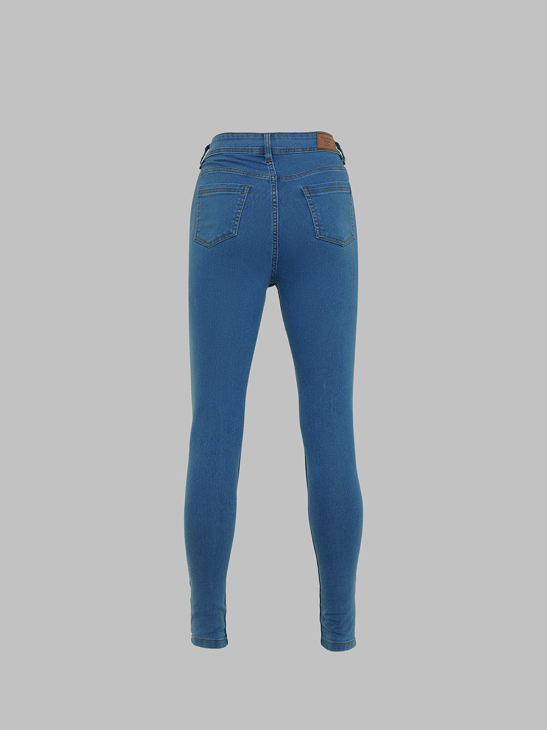 Blue Skinny-Fit High-Rise Distressed Denim Jeans for Women