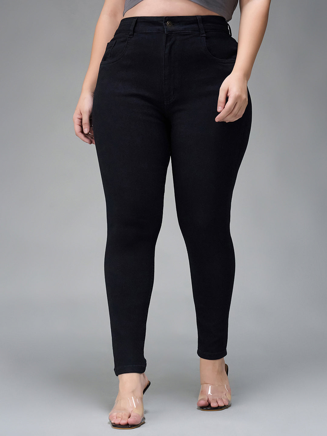 24/7 Comfort Black Skinny High-Rise Stretchable Denim Jeans