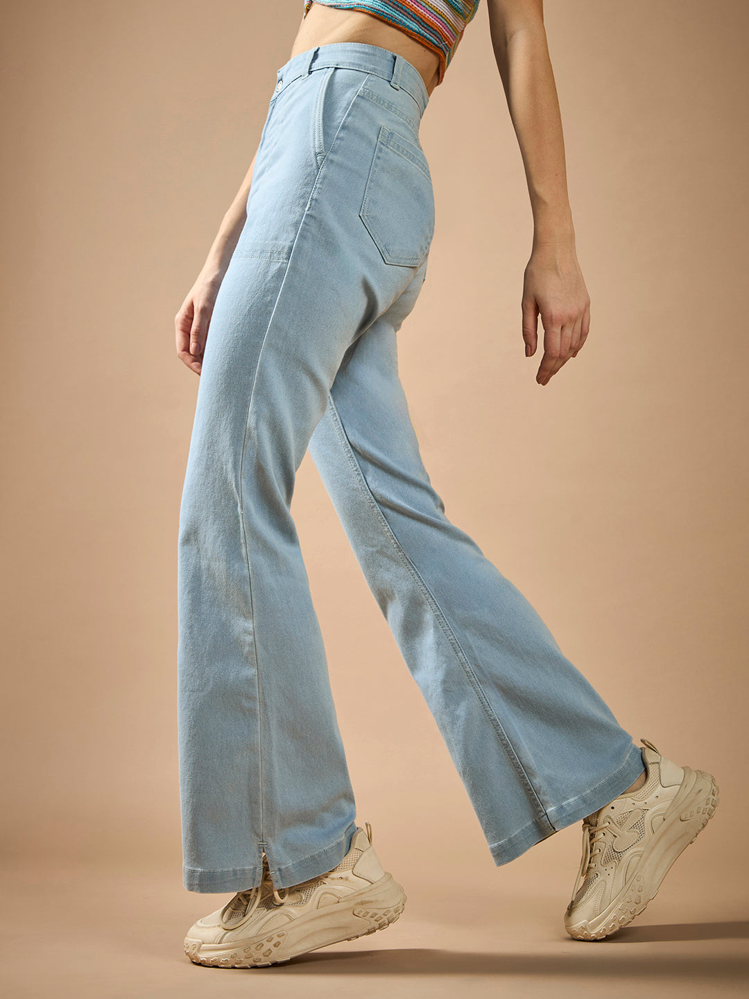 24/7 Comfort Light Blue Bootcut High-Rise Stretchable Denim Jeans