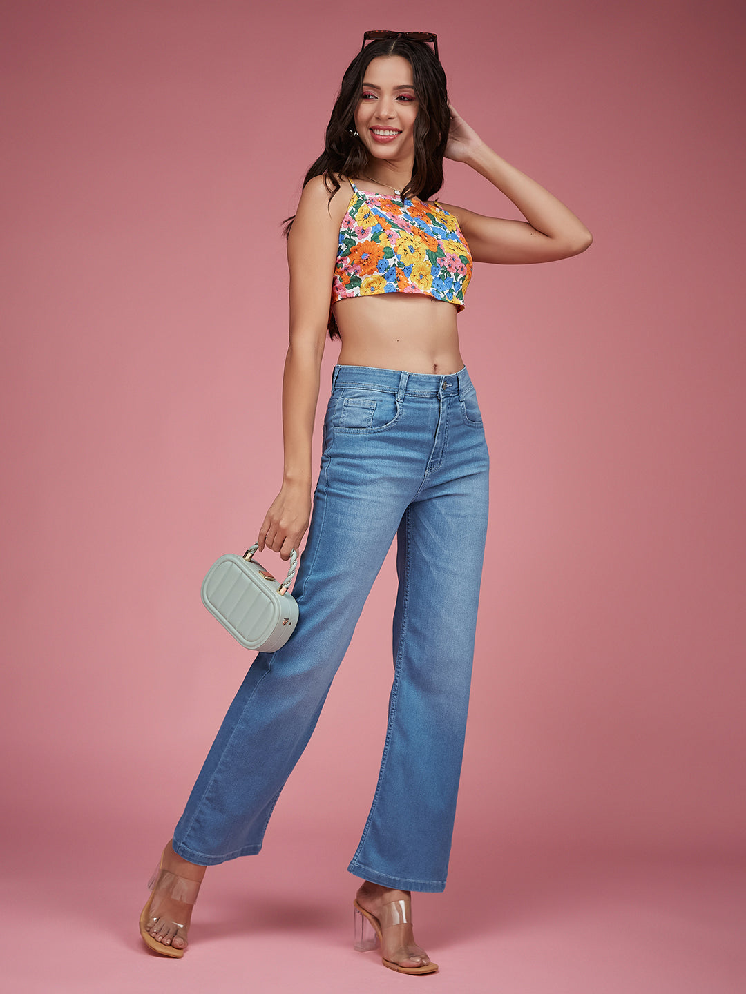 CHASEstretch™ Light Blue Wide-Leg Mid-Rise Denim Jeans