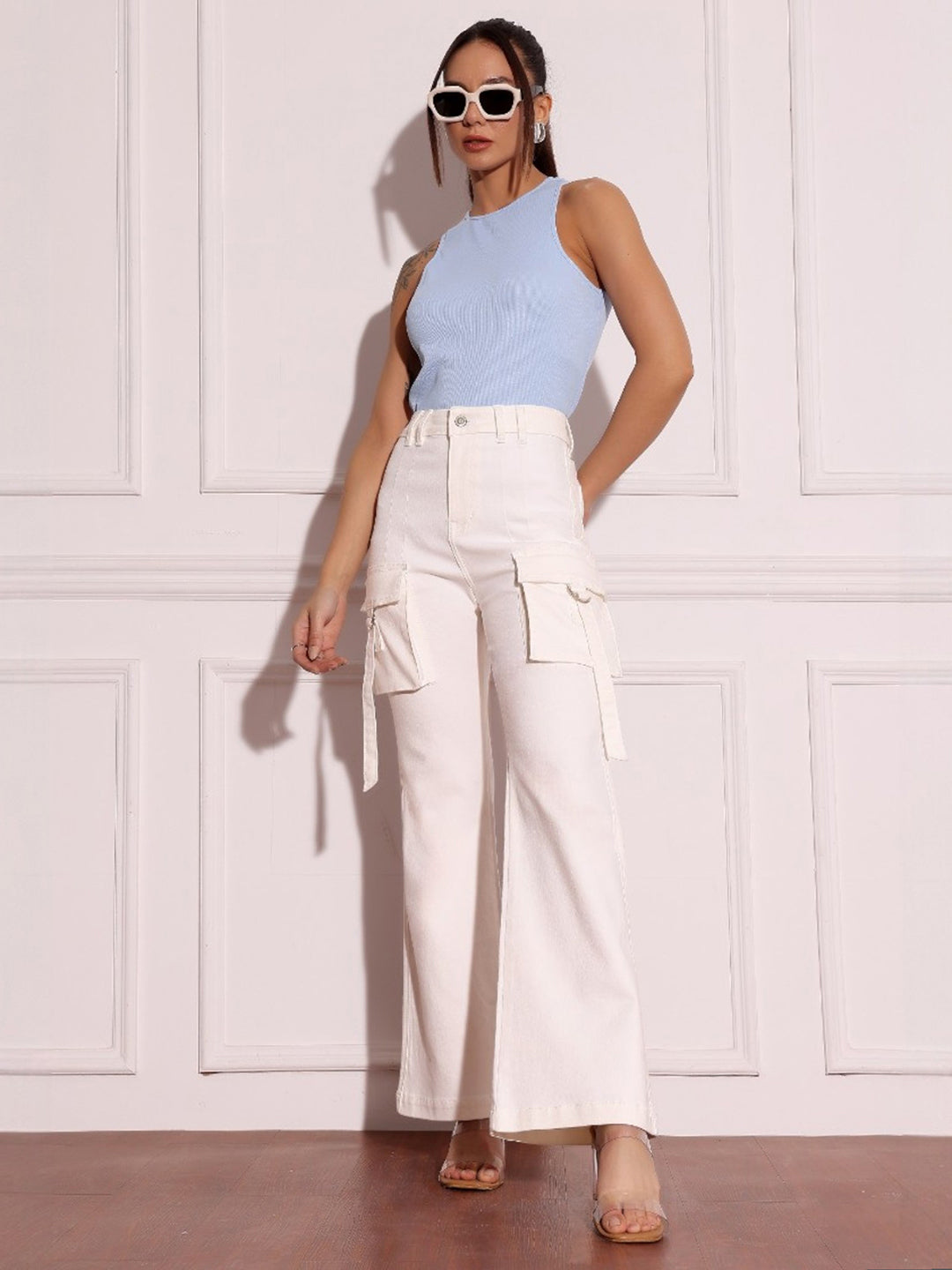 24/7 Comfort White Bootcut High-Rise Stretchable Denim Jeans