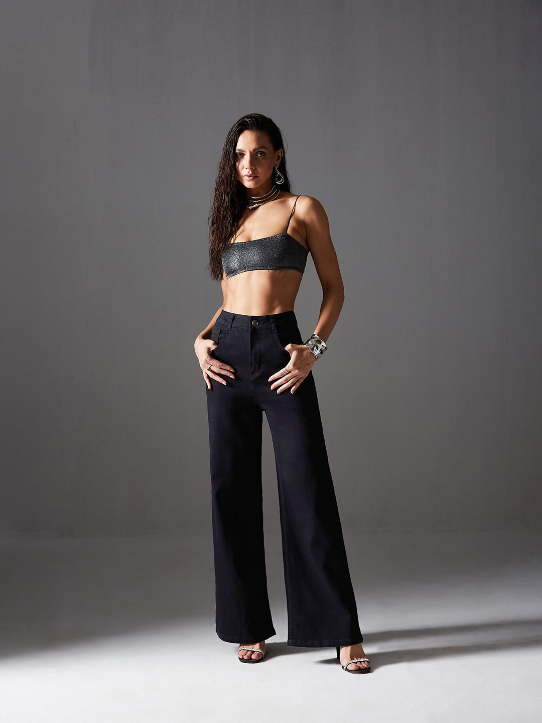 CHASEstretch™ Black Wide-Leg High-Rise Denim Jeans