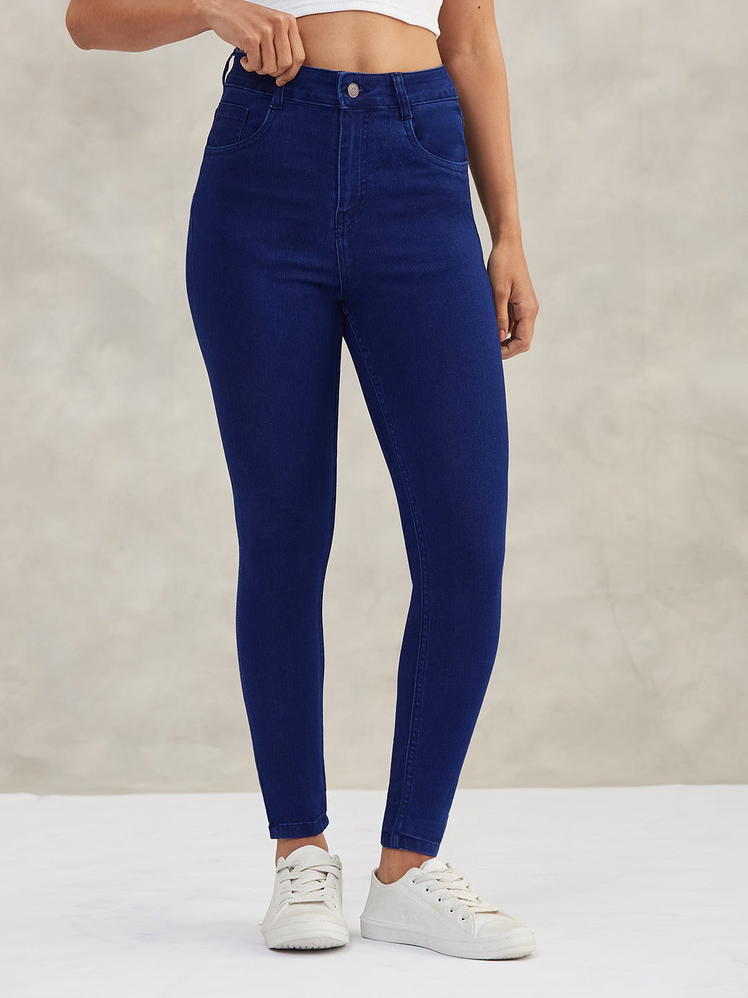 Women's Navy Blue Skinny High-Rise Stretchable Denim Jeans