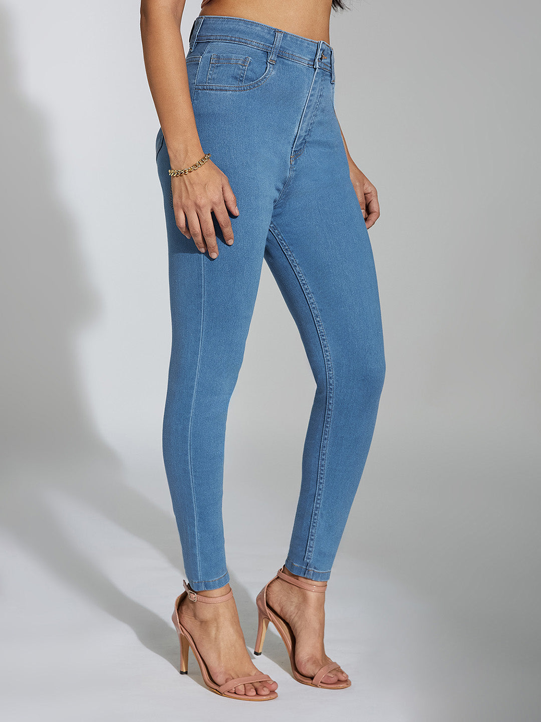 24/7 Comfort Blue Skinny High-Rise Distressed Denim Jeans