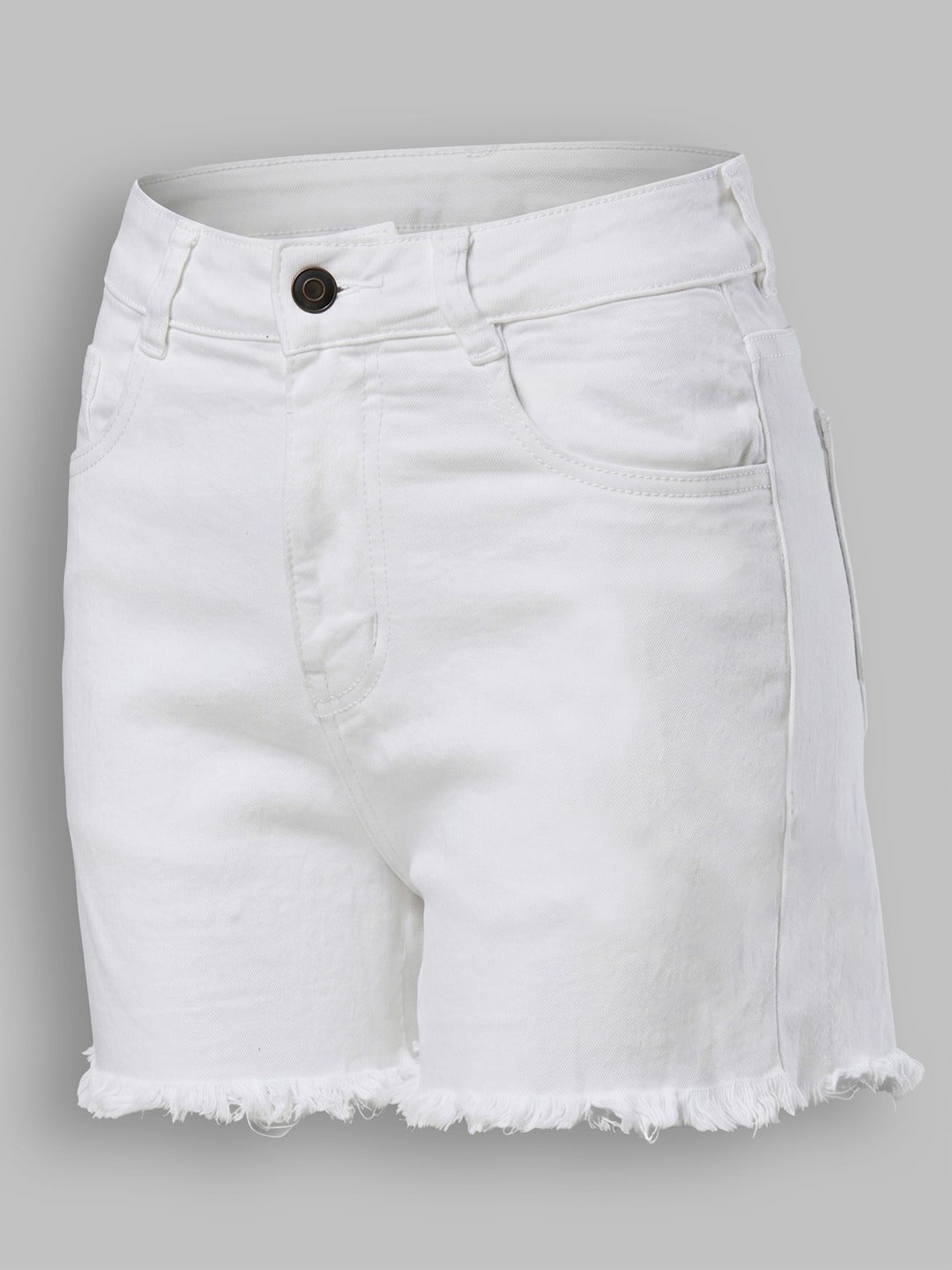 White High Rise Stretchable Denim Shorts for Women