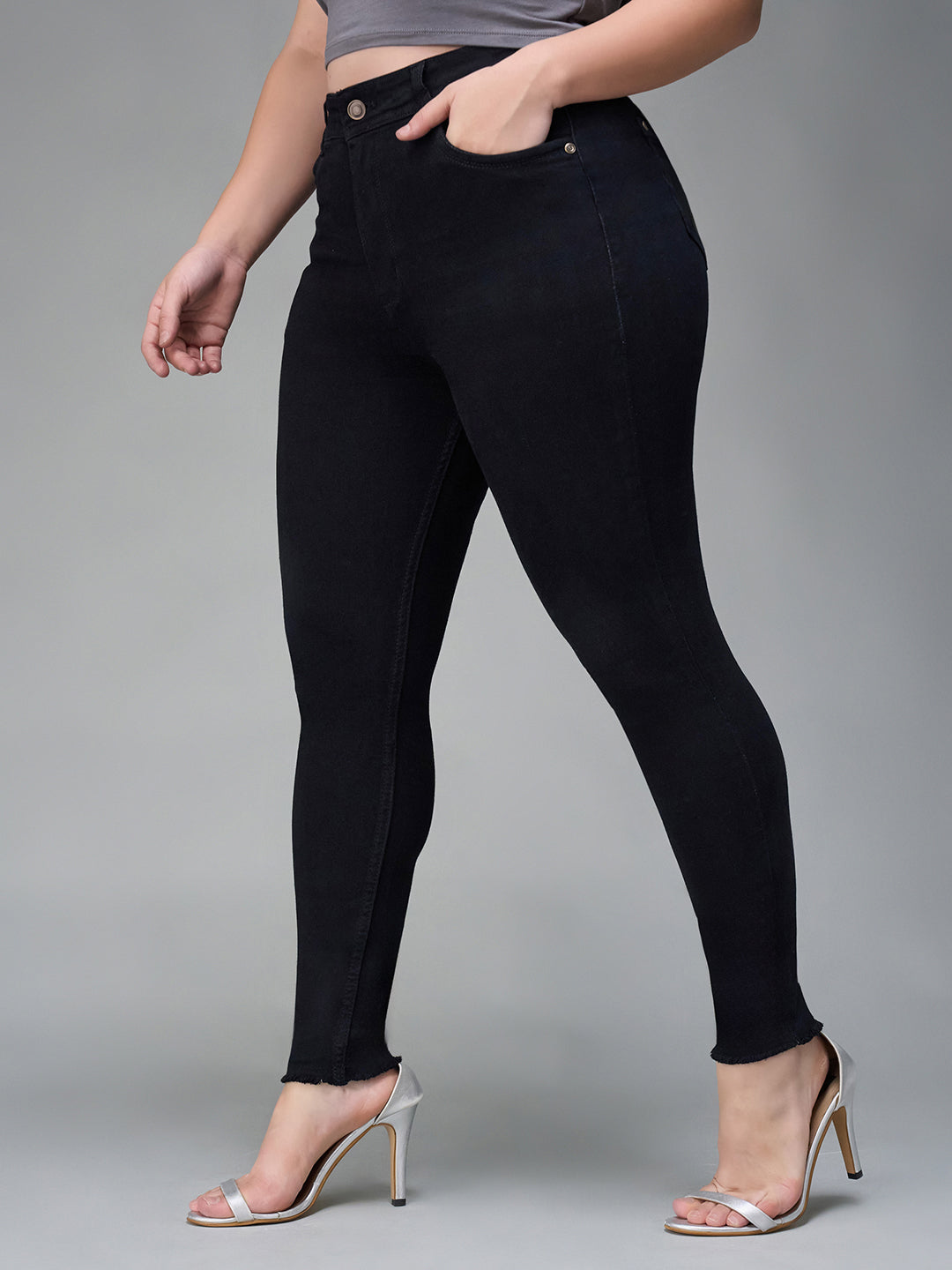 24/7 Comfort Black Slim-Fit High-Rise Denim Jeans