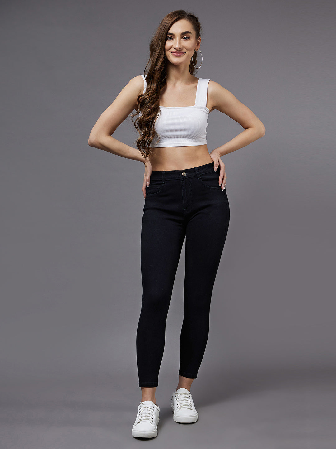 24/7 Comfort Black Skinny High-Rise Stretchable Denim Jeans