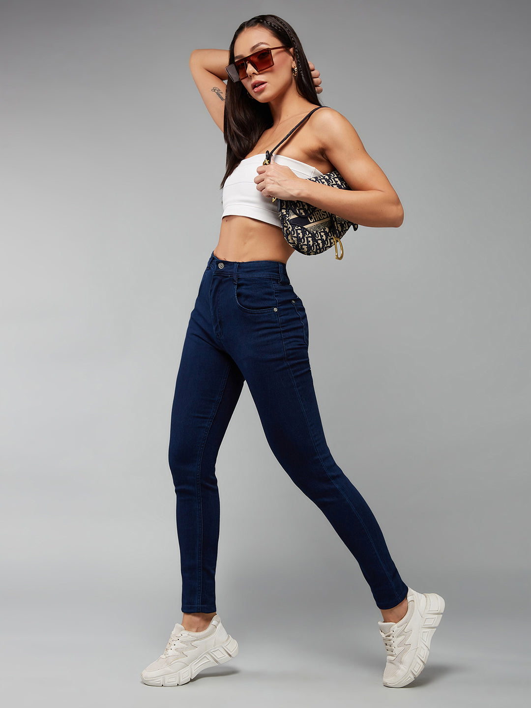 CHASEstretch™ Navy-Blue Skinny-Fit Mid-Rise Denim Jeans