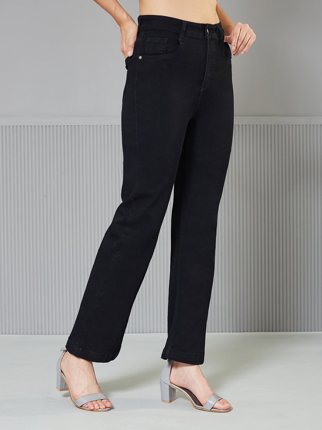 CHASEstretch™ Black Straight-Fit High-Rise Regular-Length Denim Jeans for Women