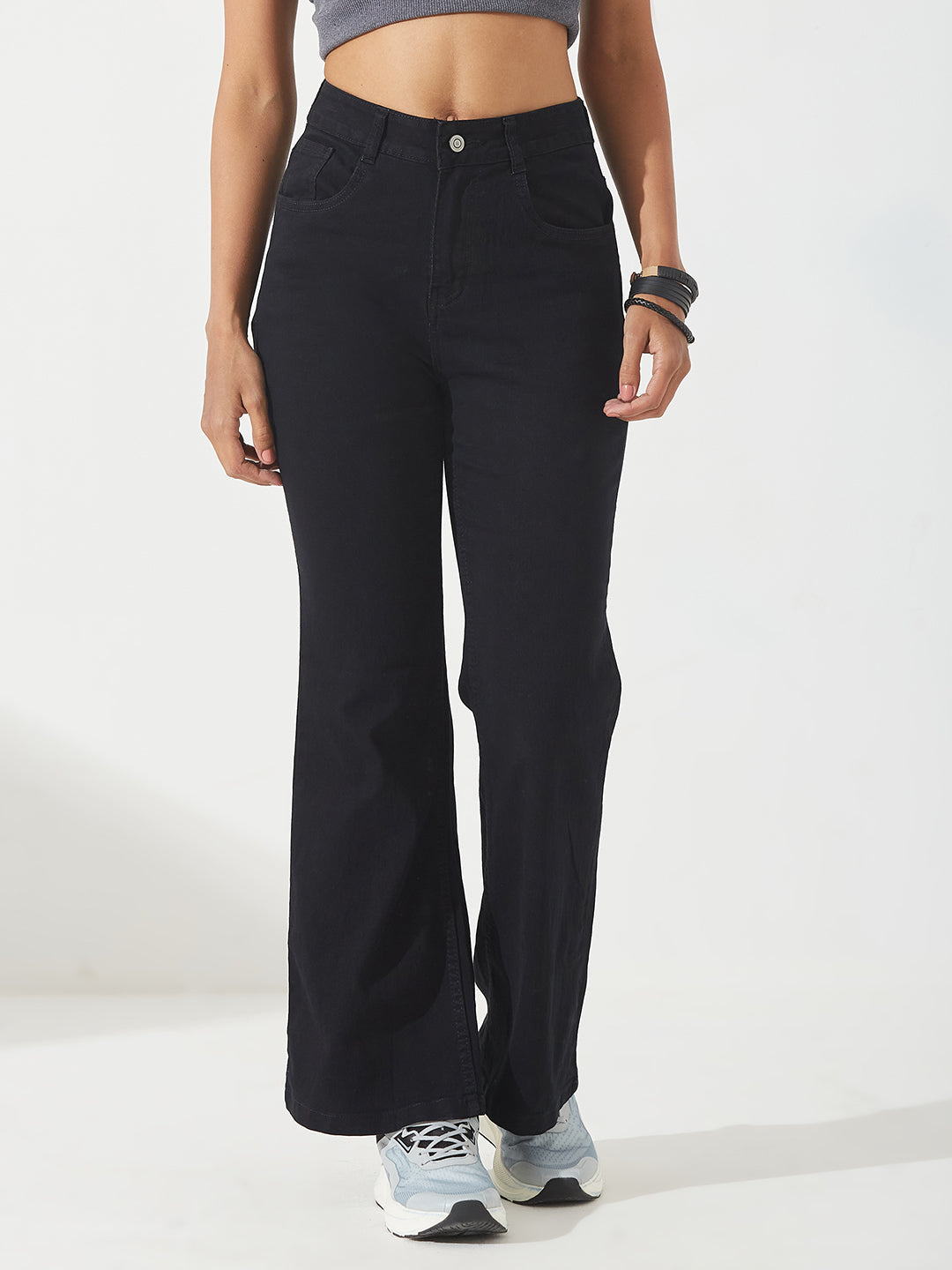 Women's Black Bootcut High-Rise Stretchable Denim Jeans