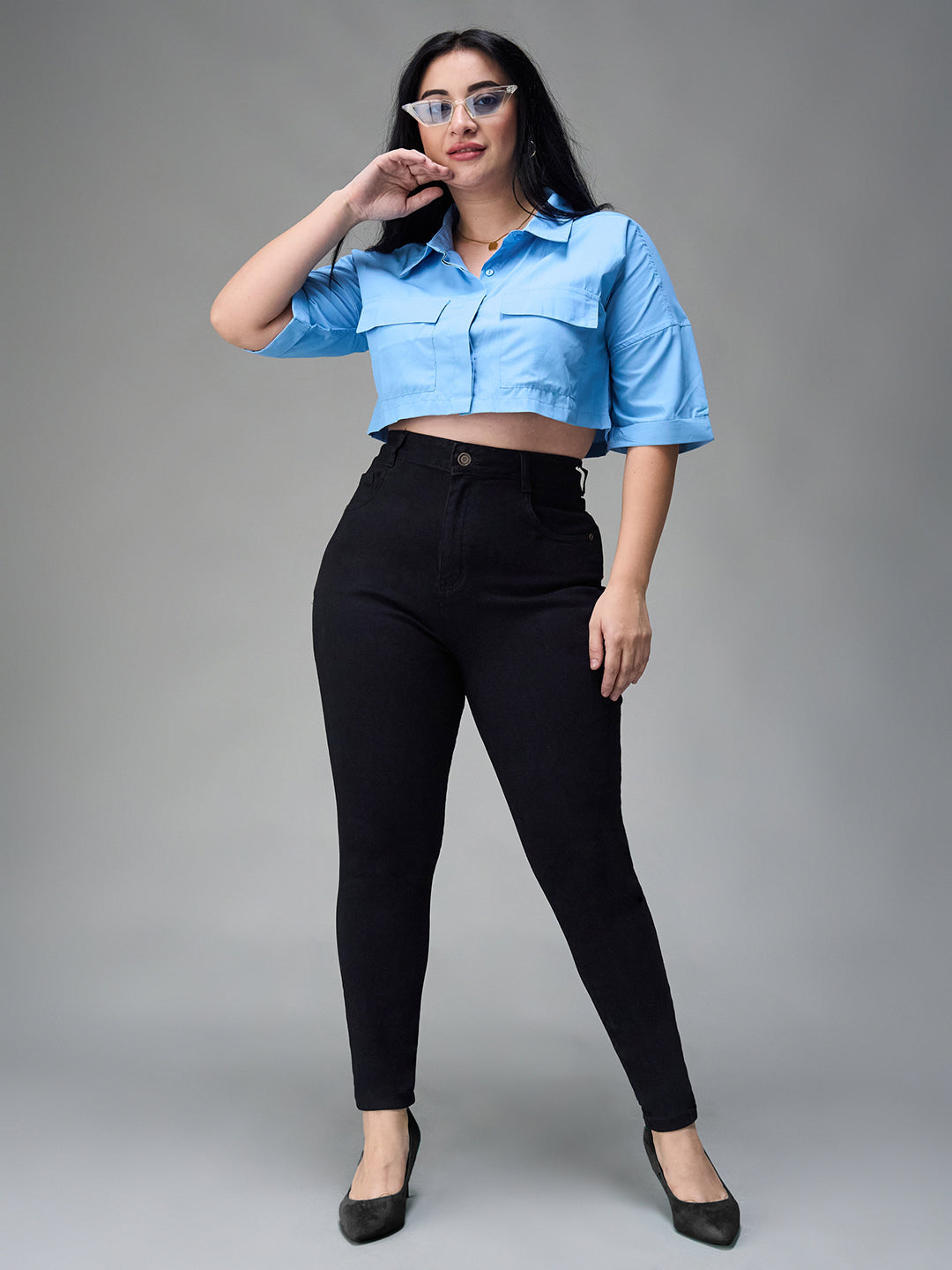 24/7 Comfort Black Skinny-Fit High-Rise Stretchable Denim Jeans