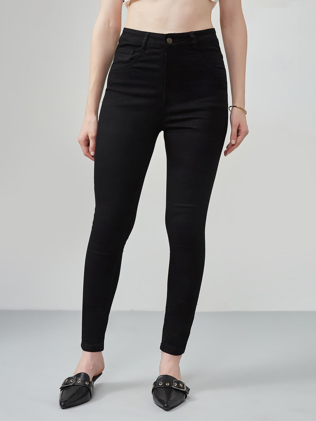 Black Super Skinny High-Rise Stretchable Denim Jeans for Women