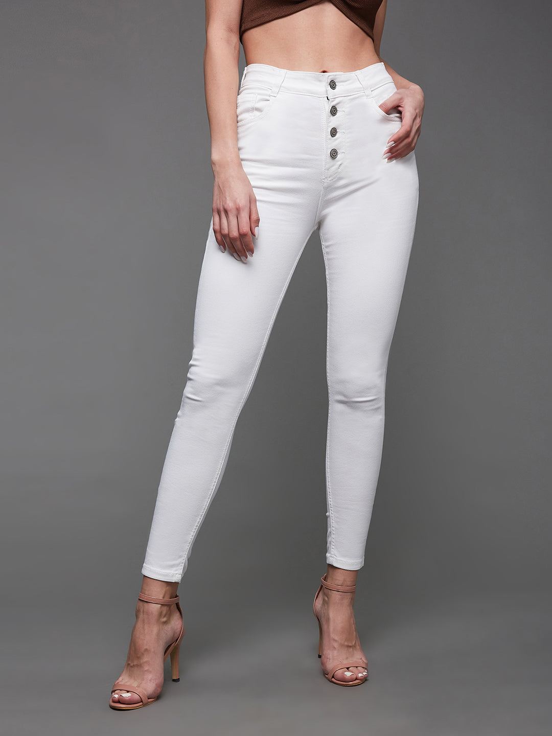 24/7 Comfort White Skinny-Fit High-Rise Stretchable Denim Jeans