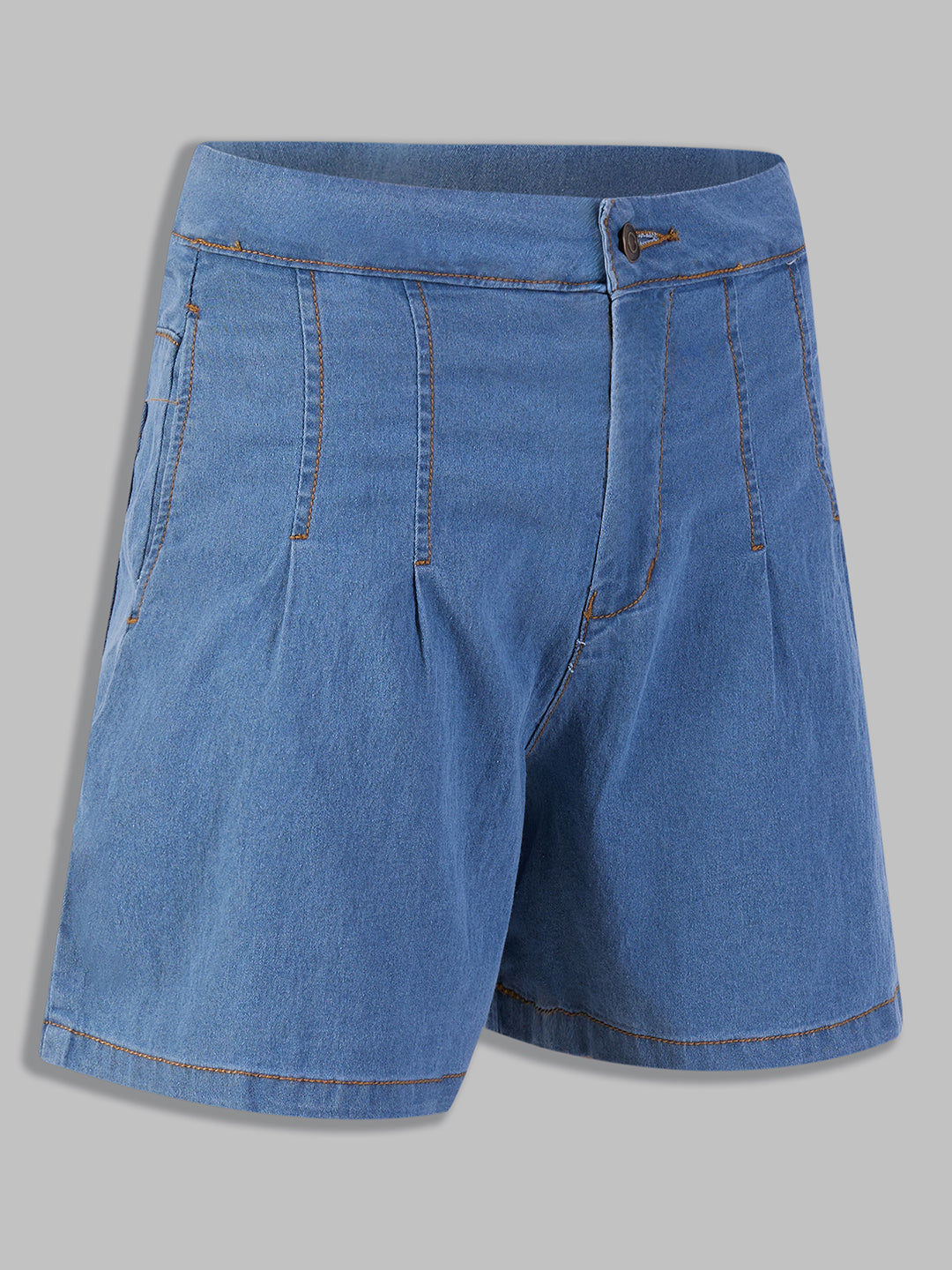 Women's Blue Flared High-Rise Stretchable Special Light-Weight Denim Shorts