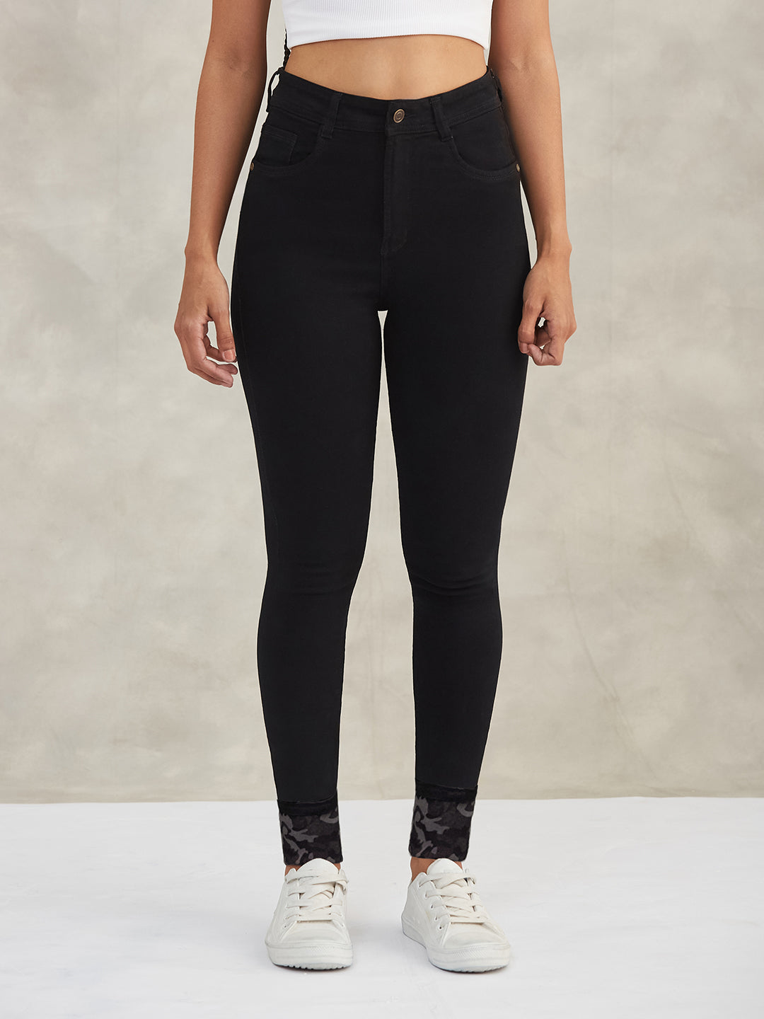 Women's Black High-Rise Slim-Fit Stretchable Denim Jeans