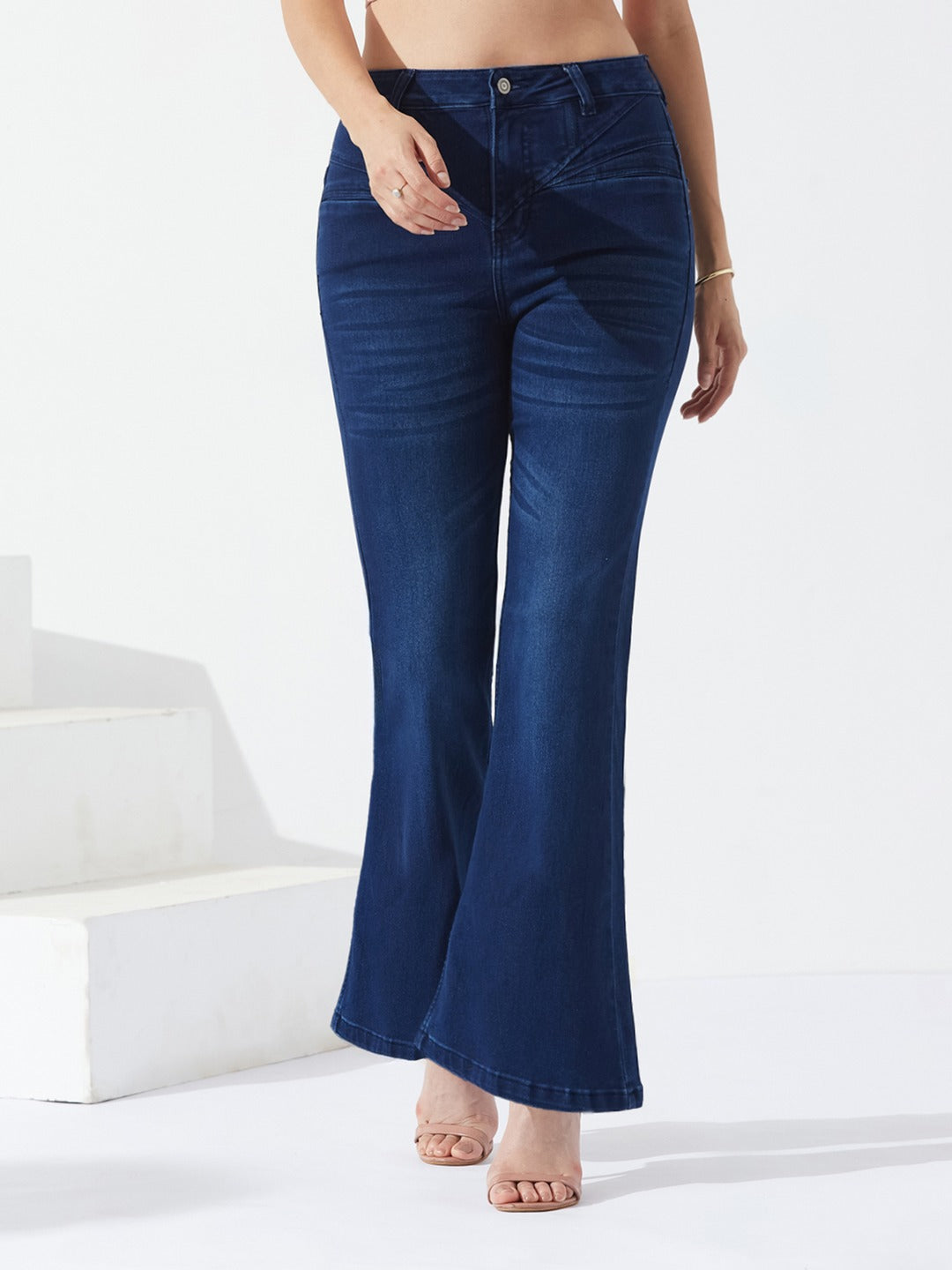 CHASEshape™ Light-Shaping Navy Blue Bootcut high-rise Stretchable Jeans for Women