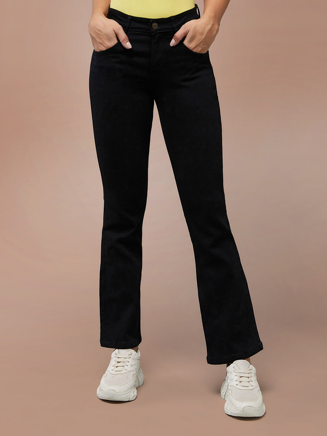 CHASEstretch™ Black Bell-Bottom Semi-Bootcut High-Rise Denim Jeans
