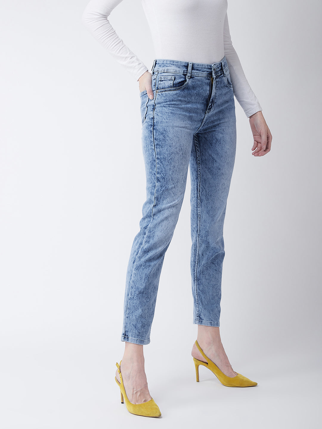 24/7 Comfort Light Blue Slim-Fit High-Rise Stretchable Denim Jeans