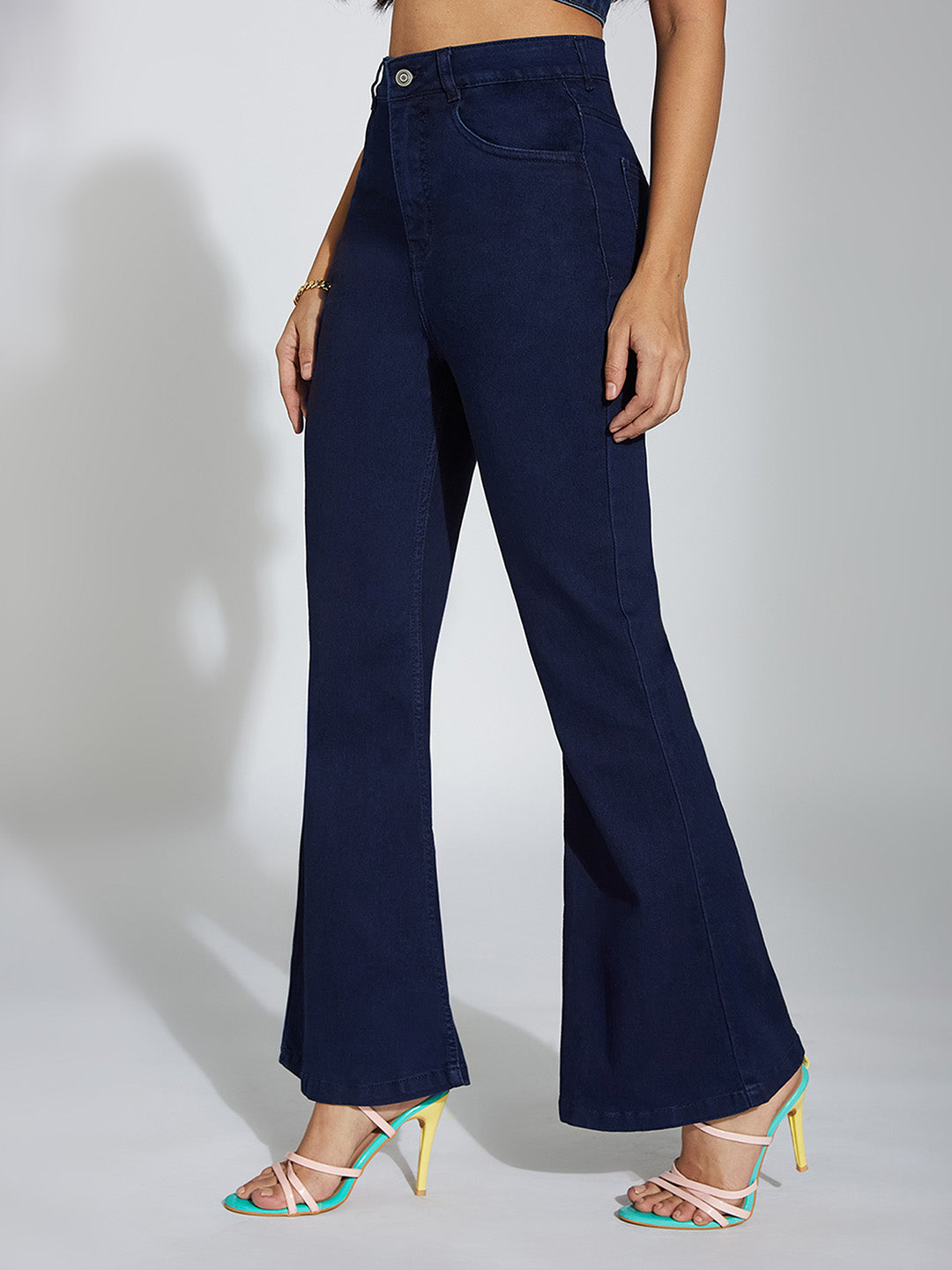 CHASEshape™ Navy-Blue Bootcut High-Rise Denim Jeans