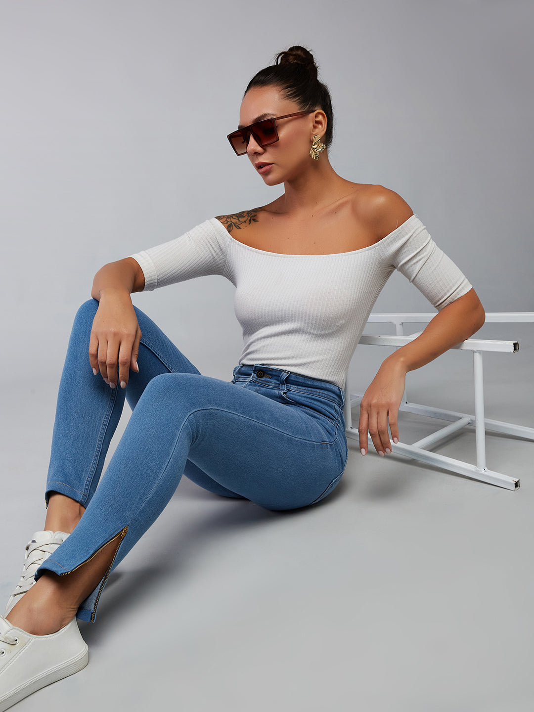 CHASEstretch™ Blue Skinny-Fit High-Rise Cropped Stretchable Denim Jeans