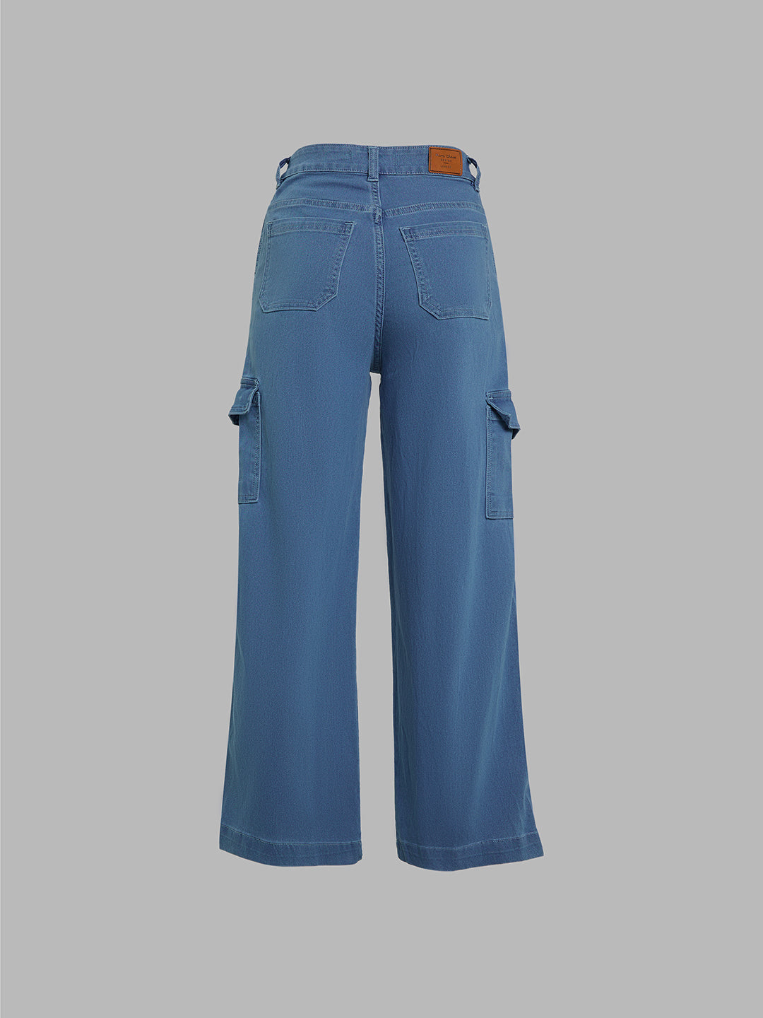 24/7 Comfort Blue Wide-Leg High-Rise Stretchable Denim Jeans