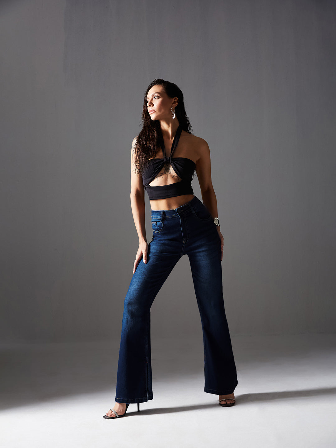 24/7 Comfort Blue Bell-Bottom Bootcut Hourglass Mid-Rise Jeans