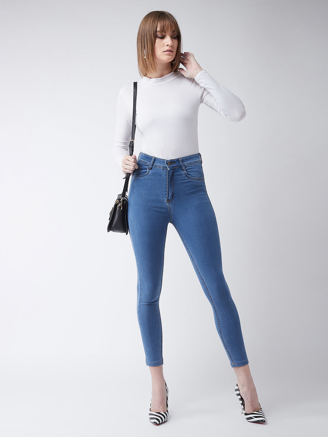 24/7 Comfort Blue Skinny High-Rise Cropped Denim Jeans