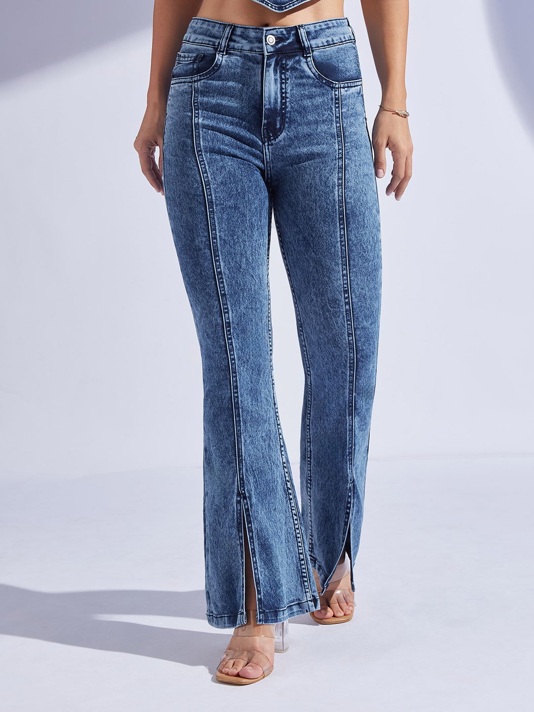 Women's Navy Blue Bootcut High-Rise Stretchable Denim Bootcut Jeans