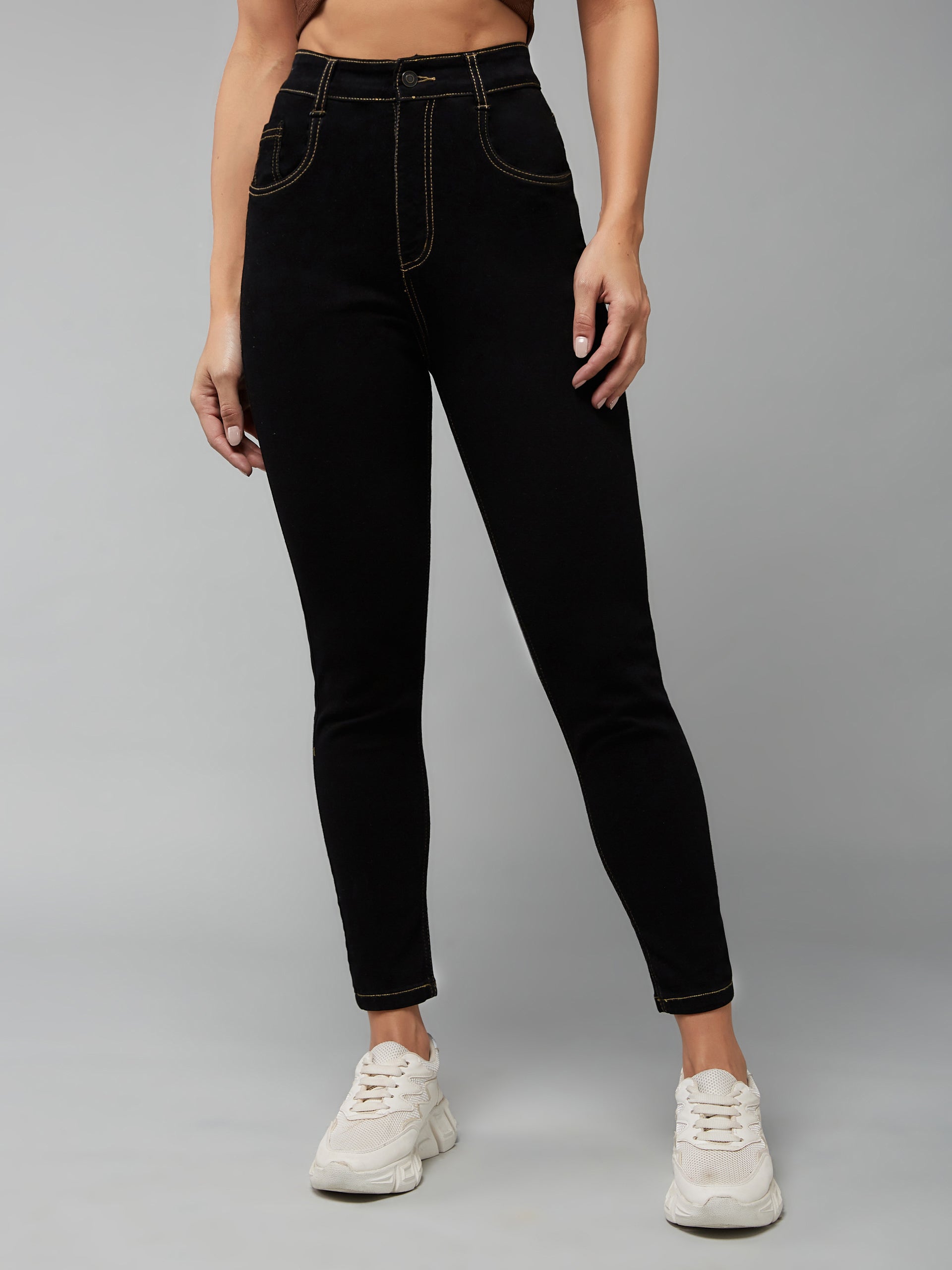 24/7 Comfort Black Skinny High-Rise Stretchable Denim Jeans