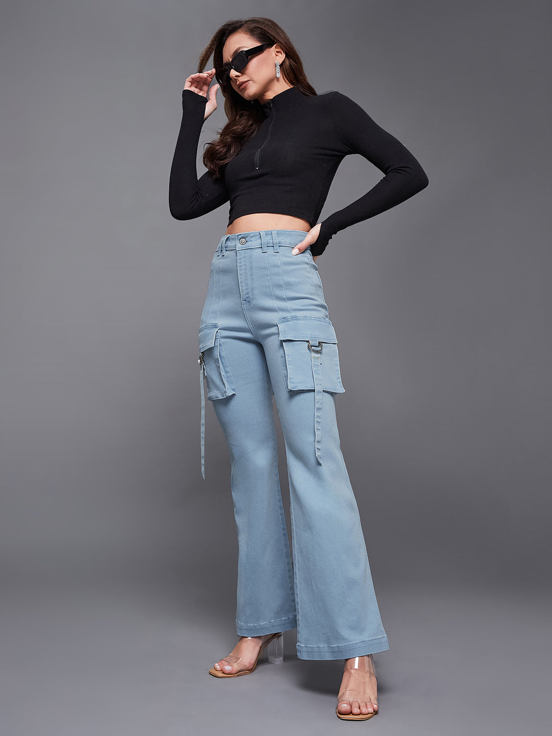 24/7 Comfort Light Blue Bootcut High-Rise Stretchable Denim Jeans