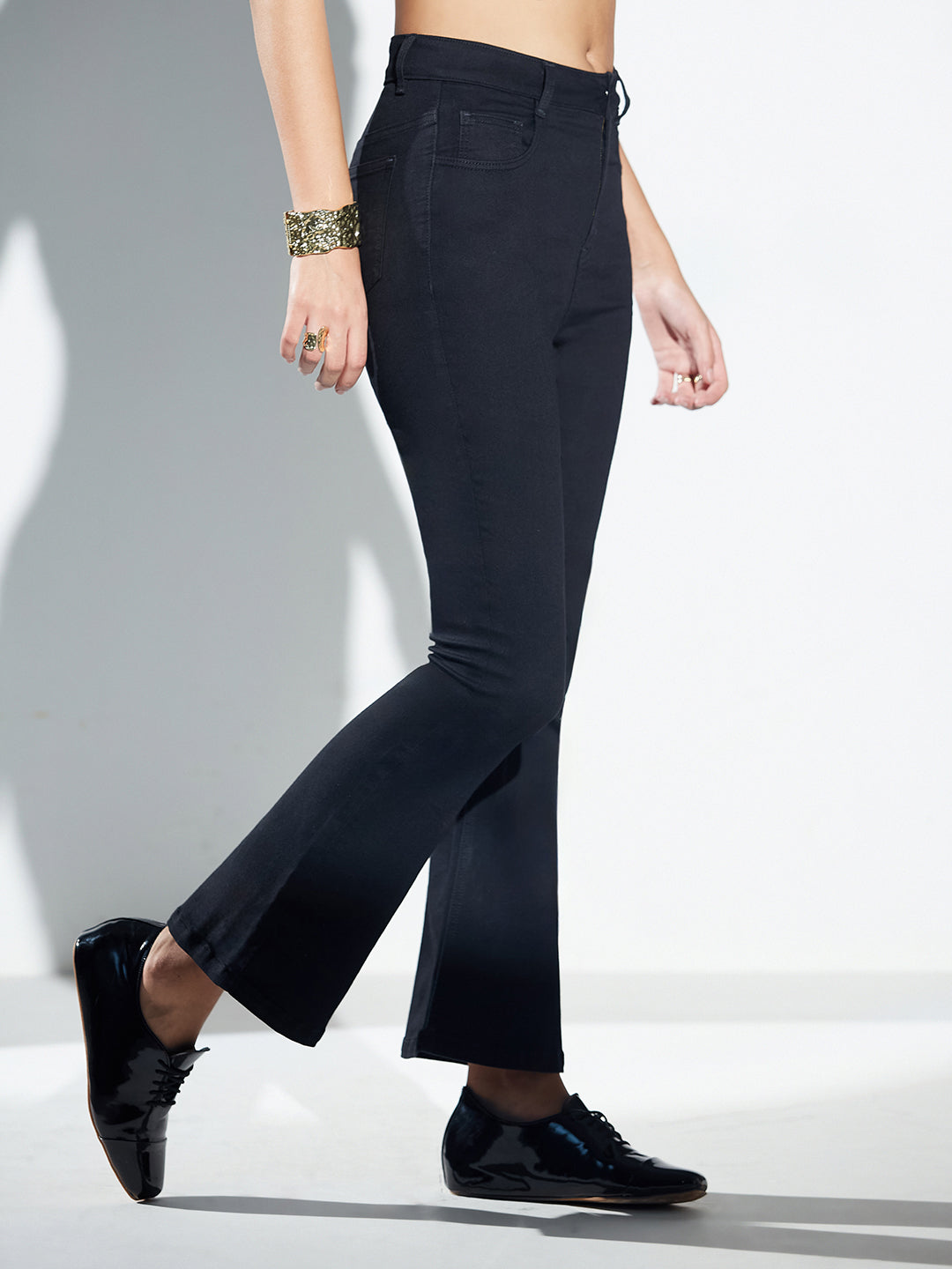 CHASEshape™ Black High Rise Semi Bootcut Stretchable Shaping Denim Jeans