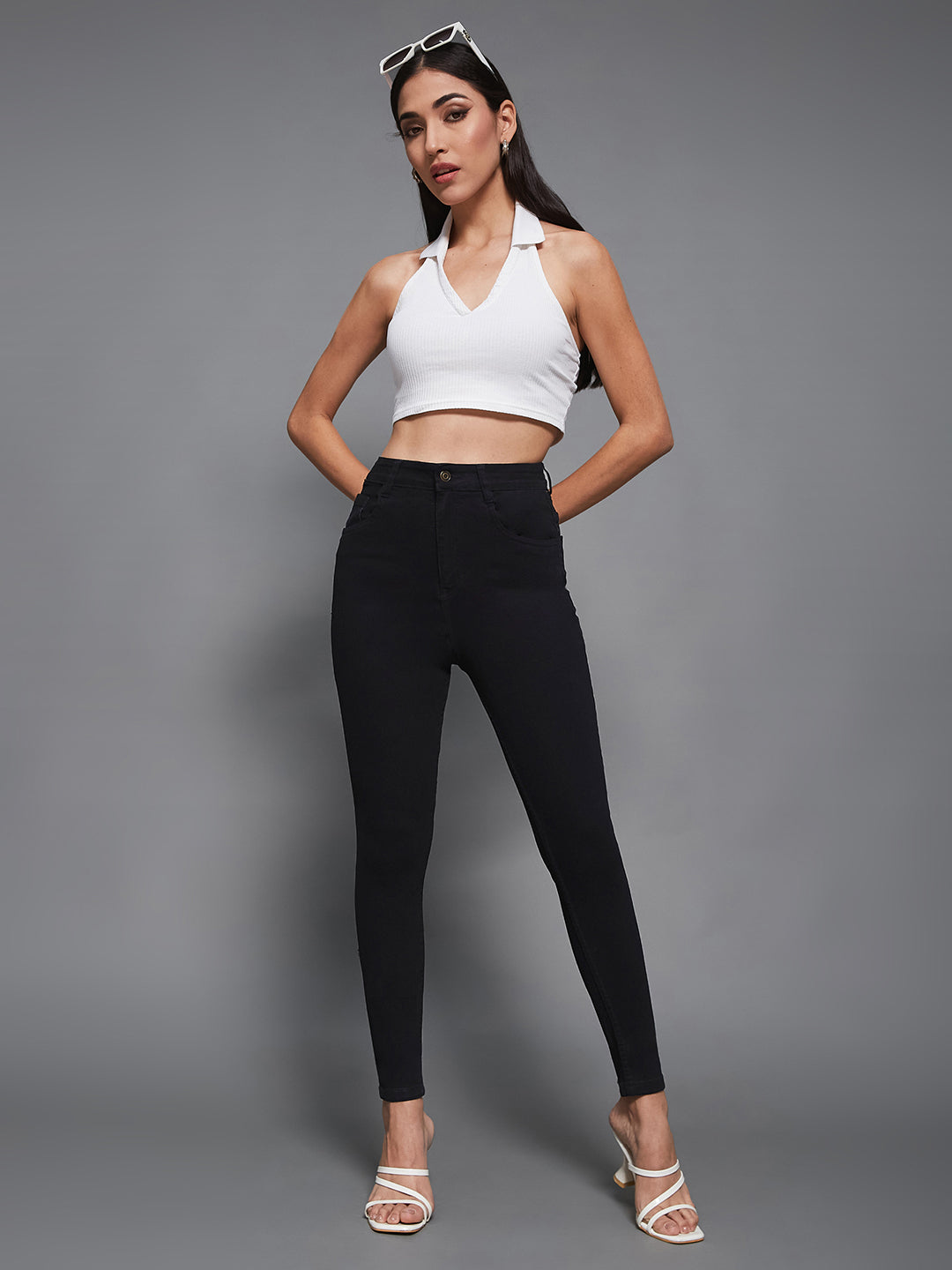24/7 Comfort Black Skinny High-Rise Stretchable Denim Jeans