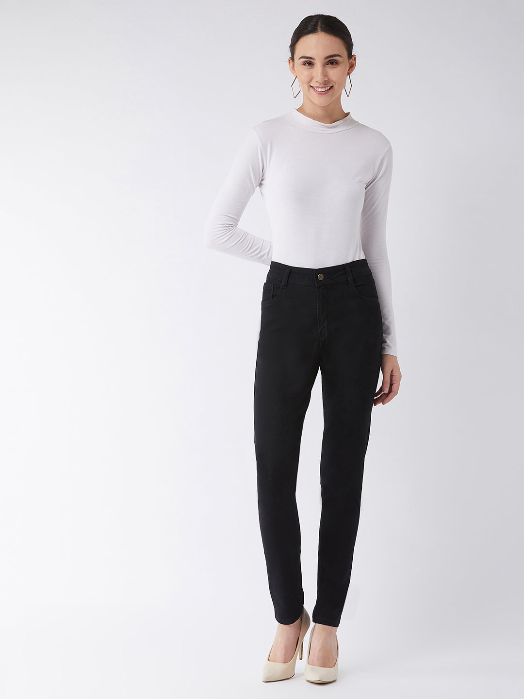 24/7 Comfort Black Slim-Fit High-Rise Stretchable Denim Jeans