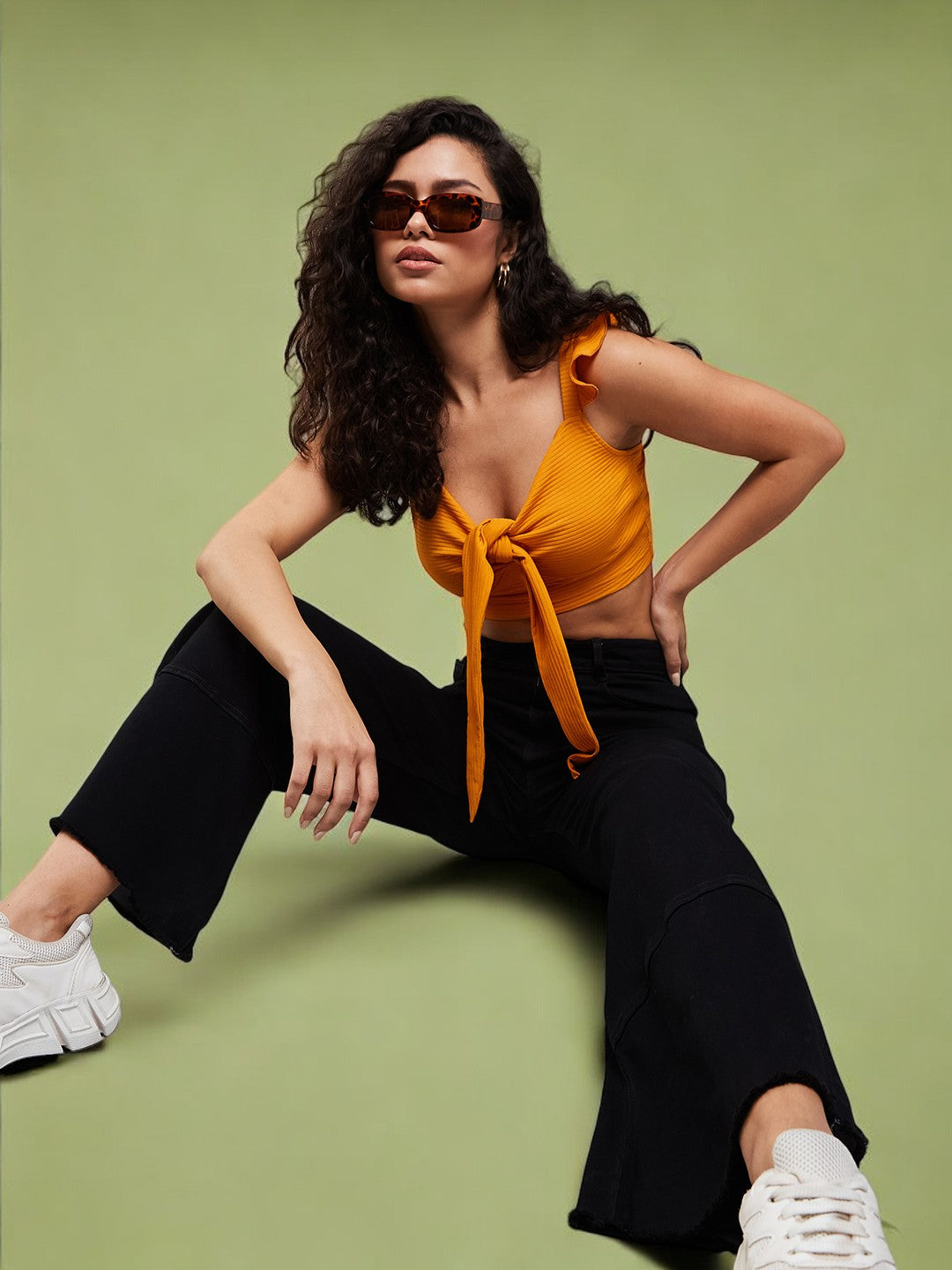 24/7 Comfort Black Wide-Leg High-Rise Stretchable Denim Jeans