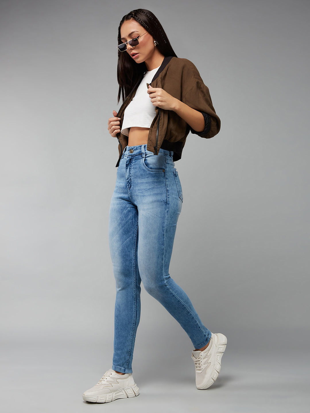 24/7 Comfort Light Blue Slim-Fit High-Rise Stretchable Denim Jeans