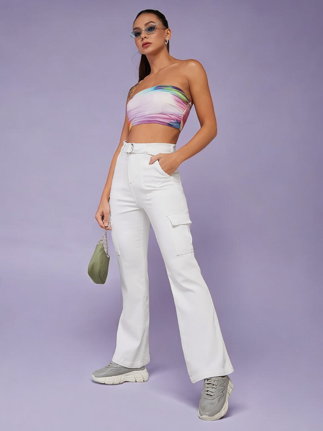 CHASEstretch™ White Wide-Leg High-Rise Denim Jeans