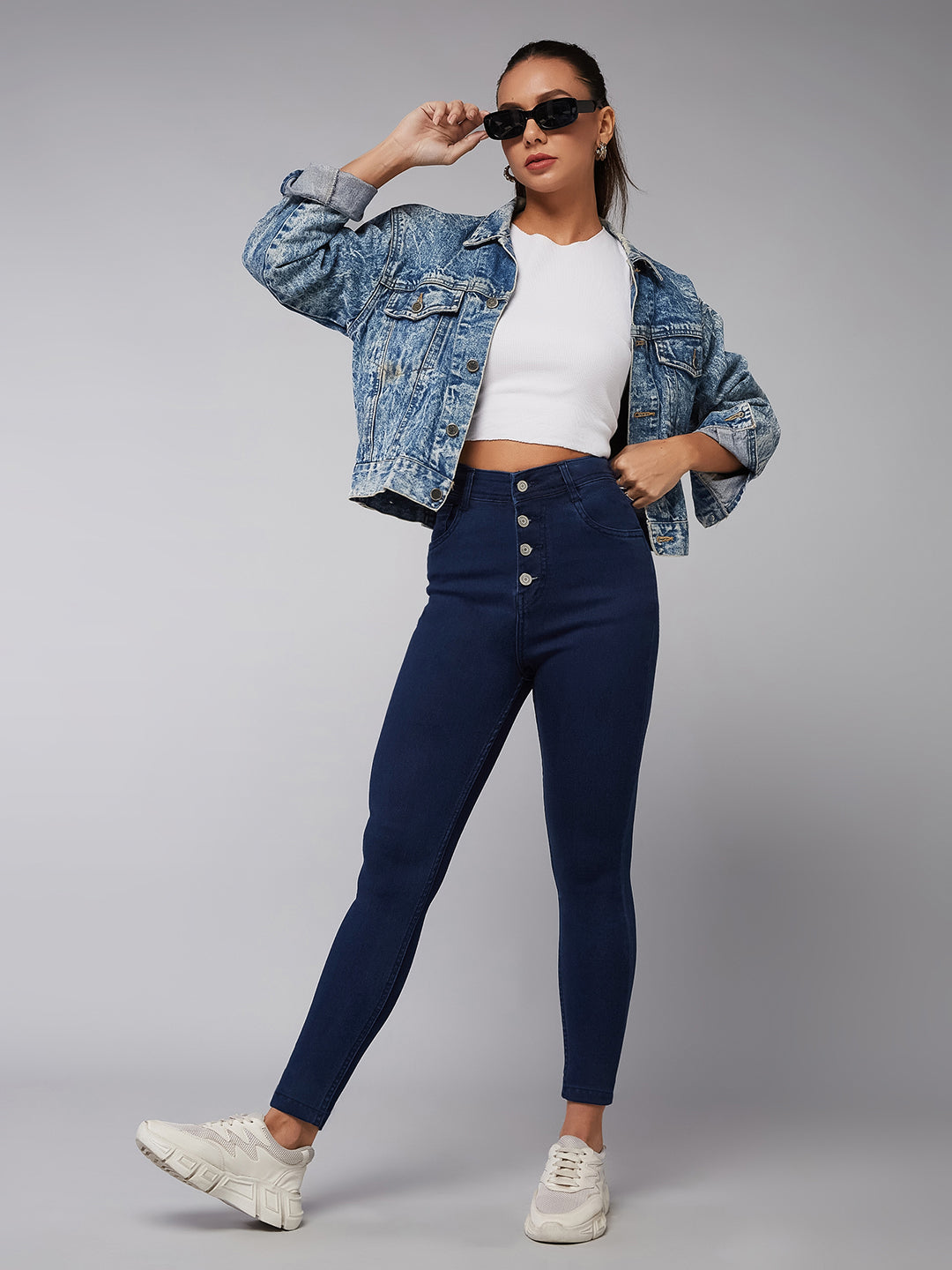 CHASEstretch™ Navy-Blue Skinny-Fit High-Rise Denim Jeans
