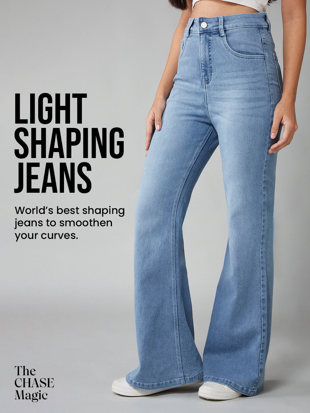 CHASEshape™ Light-Shaping Bootcut High-Rise Light-Blue Denim Jeans