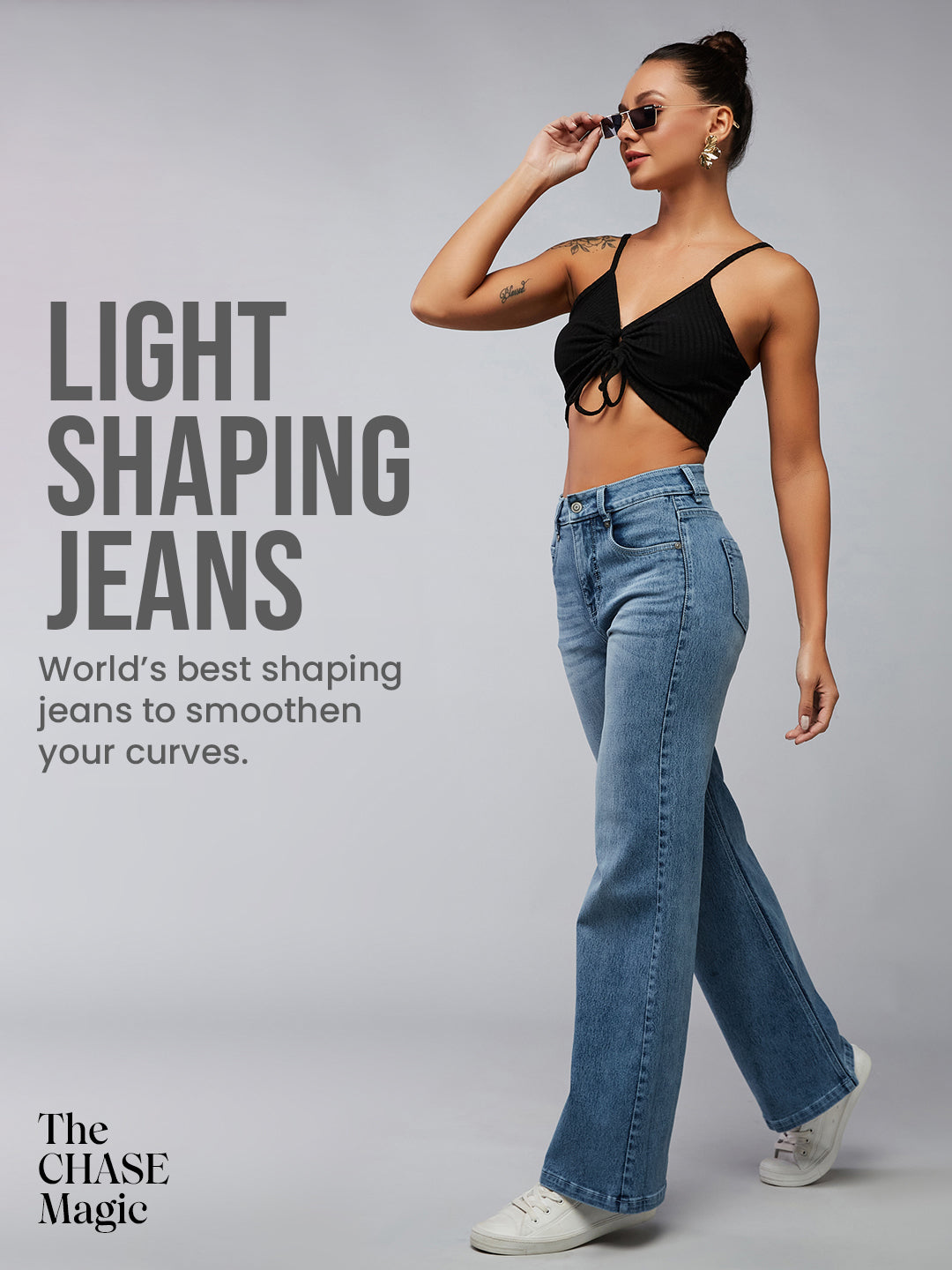 CHASEshape™ Light-Shaping Wide-Leg High-Rise Light-Blue Denim Jeans