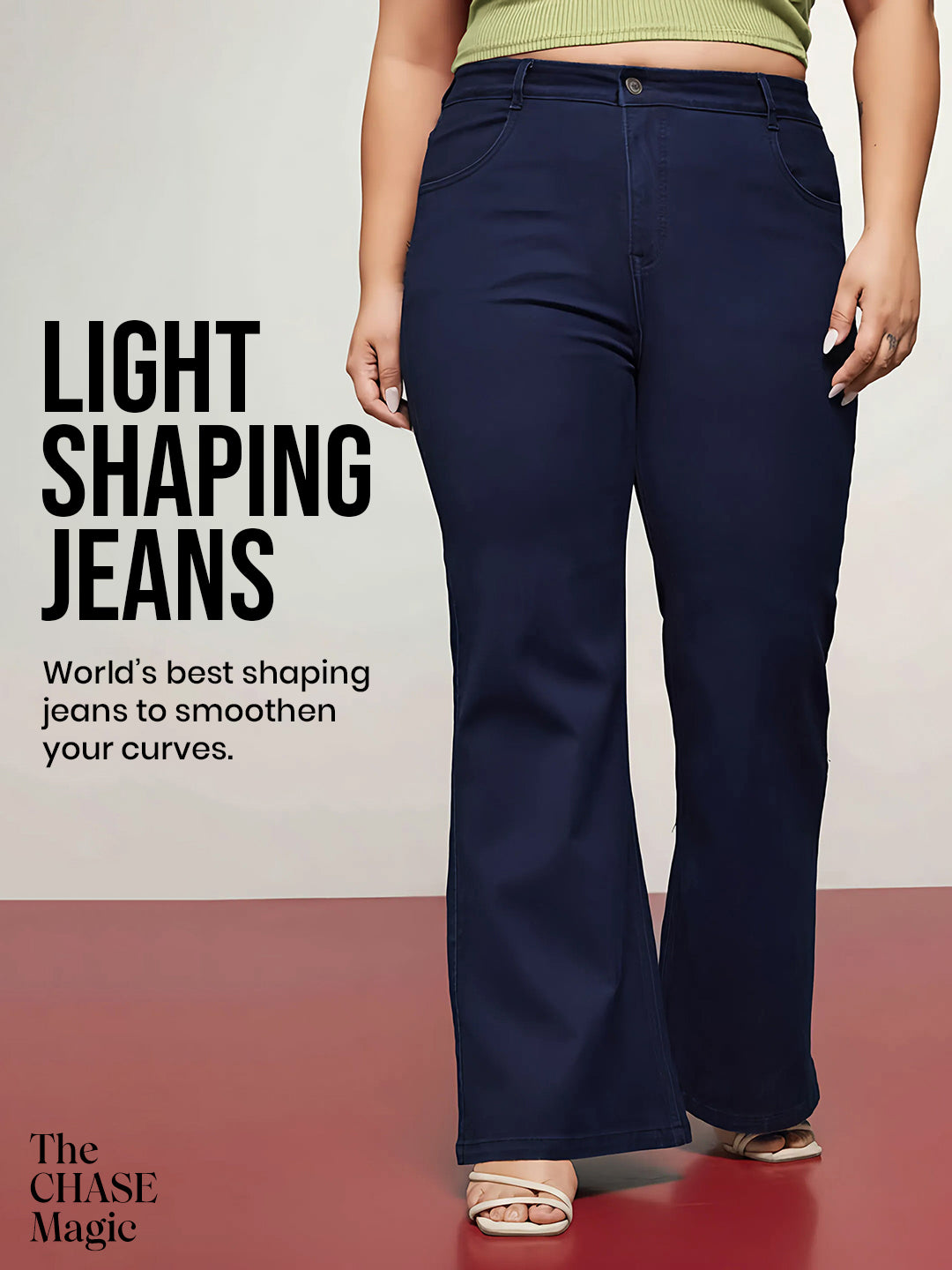 CHASEshape™ Navy Blue Bootcut High Rise Stretchable Denim Jeans for Women